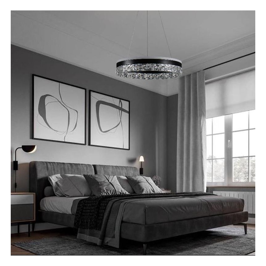 LED Reguliuojamas pakabinamas sietynas LED/80W/230V 3000-6500K juoda + nuotolinio valdymo pultas