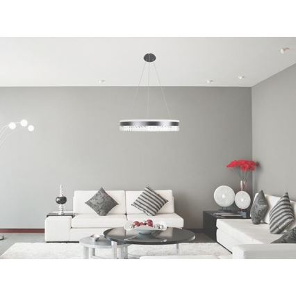 LED Pritemdomas krištolo pakabinamas sietynas LED/80W/230V 3000-6500K juodas + nuotolinio valdymo pultas