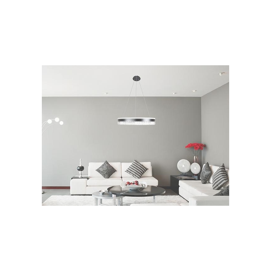 LED Pritemdomas krištolo pakabinamas sietynas LED/80W/230V 3000-6500K juodas + nuotolinio valdymo pultas
