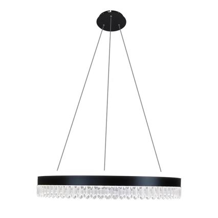 LED Pritemdomas krištolo pakabinamas sietynas LED/80W/230V 3000-6500K juodas + nuotolinio valdymo pultas