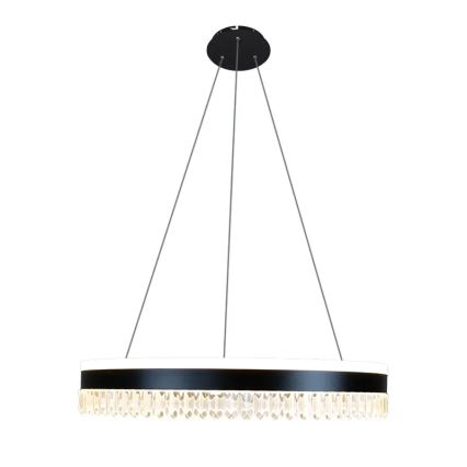 LED Pritemdomas krištolo pakabinamas sietynas LED/80W/230V 3000-6500K juodas + nuotolinio valdymo pultas