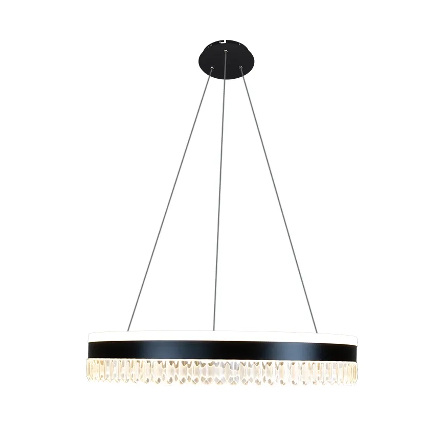 LED Pritemdomas krištolo pakabinamas sietynas LED/80W/230V 3000-6500K juodas + nuotolinio valdymo pultas