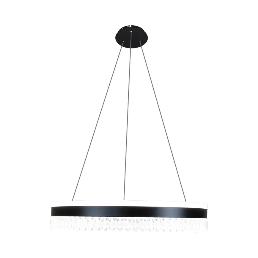 LED Pritemdomas krištolo pakabinamas sietynas LED/80W/230V 3000-6500K juodas + nuotolinio valdymo pultas