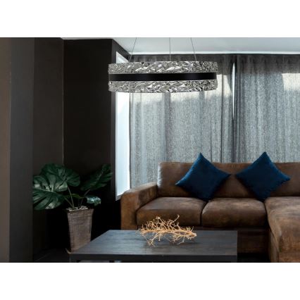 LED Pritemdomas krištolo pakabinamas sietynas LED/80W/230V 3000-6500K juodas + nuotolinio valdymo pultas
