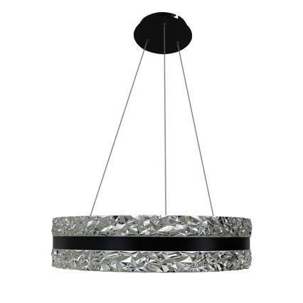 LED Pritemdomas krištolo pakabinamas sietynas LED/80W/230V 3000-6500K juodas + nuotolinio valdymo pultas