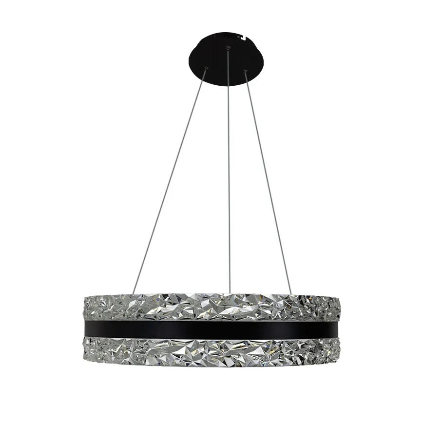 LED Pritemdomas krištolo pakabinamas sietynas LED/80W/230V 3000-6500K juodas + nuotolinio valdymo pultas