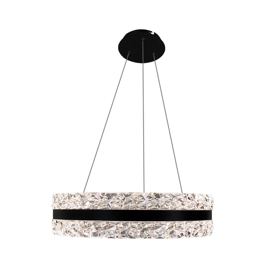 LED Pritemdomas krištolo pakabinamas sietynas LED/80W/230V 3000-6500K juodas + nuotolinio valdymo pultas