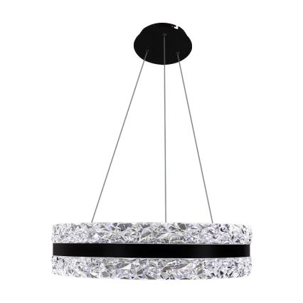 LED Pritemdomas krištolo pakabinamas sietynas LED/80W/230V 3000-6500K juodas + nuotolinio valdymo pultas