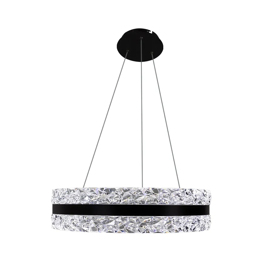 LED Pritemdomas krištolo pakabinamas sietynas LED/80W/230V 3000-6500K juodas + nuotolinio valdymo pultas