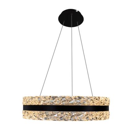 LED Pritemdomas krištolo pakabinamas sietynas LED/80W/230V 3000-6500K juodas + nuotolinio valdymo pultas