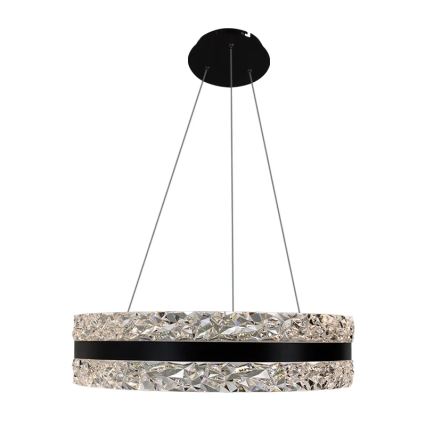 LED Pritemdomas krištolo pakabinamas sietynas LED/80W/230V 3000-6500K juodas + nuotolinio valdymo pultas
