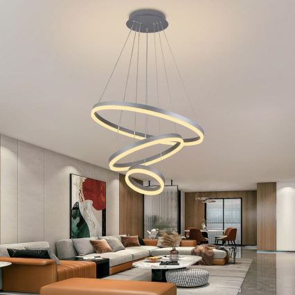 LED Reguliuojamas pakabinamas sietynas LED/85W/230V 3000-6500K diametras 60 cm diametras 60 cm + nuotolinio valdymo pultas