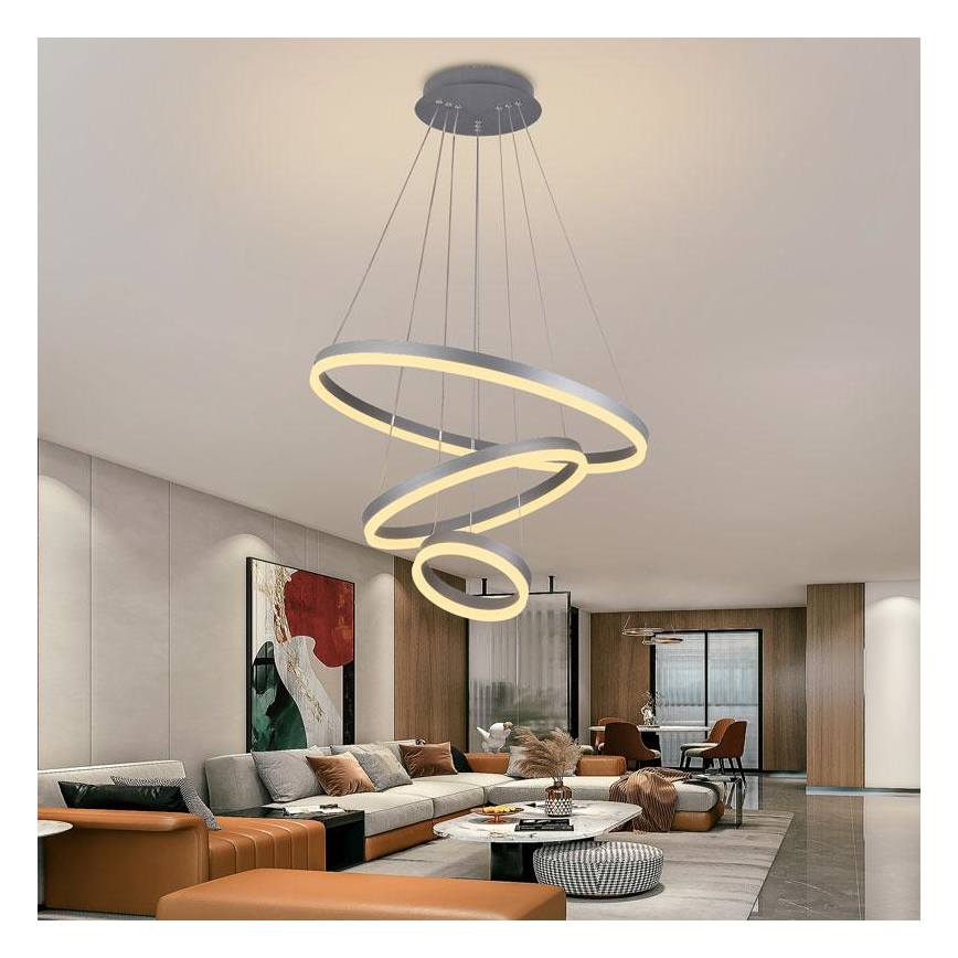 LED Reguliuojamas pakabinamas sietynas LED/85W/230V 3000-6500K diametras 60 cm diametras 60 cm + nuotolinio valdymo pultas