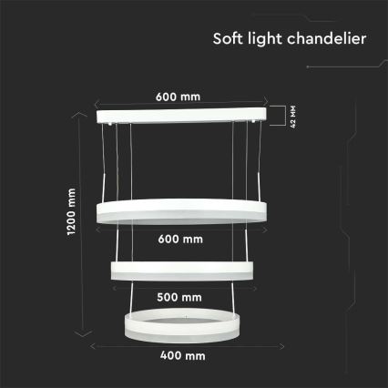 LED Reguliuojamas pakabinamas sietynas LED/86W/230V 3000K balta