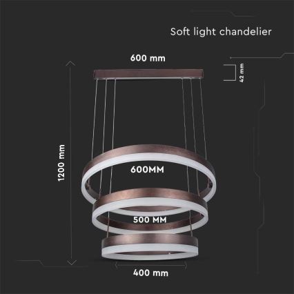 LED Reguliuojamas pakabinamas sietynas LED/86W/230V 3000K ruda