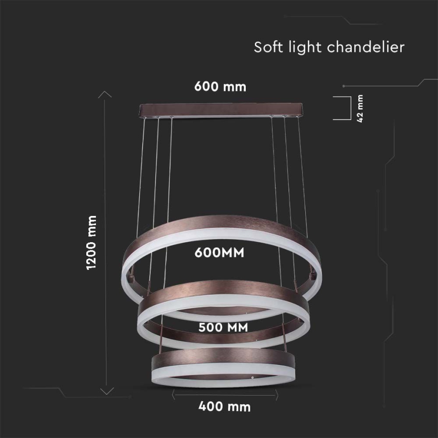 LED Reguliuojamas pakabinamas sietynas LED/86W/230V 3000K ruda
