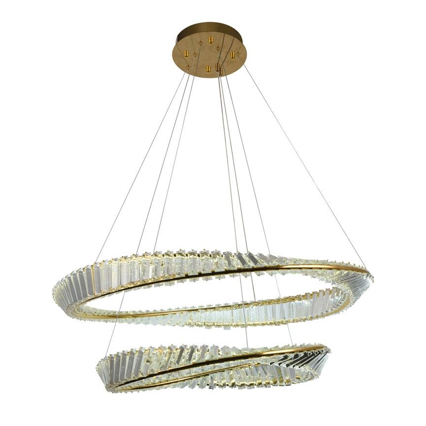 LED šviesos reguliavimas krištolas Sietynas ant stygos LED/90W/230V 3000-6500K auksas/chromas + nuotolinio valdymo pultas
