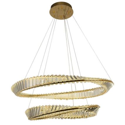 LED šviesos reguliavimas krištolas Sietynas ant stygos LED/90W/230V 3000-6500K auksas/chromas + nuotolinio valdymo pultas