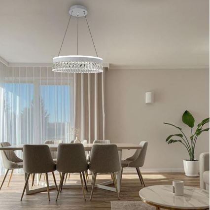 LED šviesos reguliavimas krištolas Sietynas ant stygos LED/90W/230V 3000-6500K balta + nuotolinio valdymo pultas