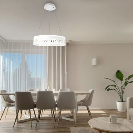LED šviesos reguliavimas krištolas Sietynas ant stygos LED/90W/230V 3000-6500K balta + nuotolinio valdymo pultas