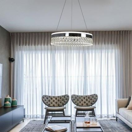 LED Pritemdomas krištolo pakabinamas sietynas LED/90W/230V 3000-6500K blizgus chromas + nuotolinio valdymo pultas