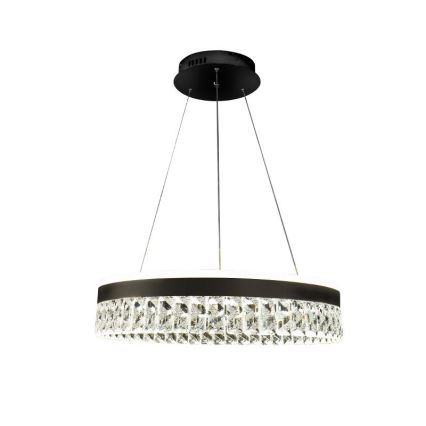 LED šviesos reguliavimas krištolas Sietynas ant stygos LED/90W/230V 3000-6500K juoda + nuotolinio valdymo pultas
