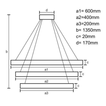 LED Reguliuojamas pakabinamas sietynas LED/90W/230V 3000-6500K + valdymo pultas