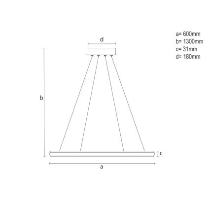 Dimeriuojama LED liustra ant laido LED/55W/230V 3000-6500K skersmuo 60 cm + nuotolinis valdymas