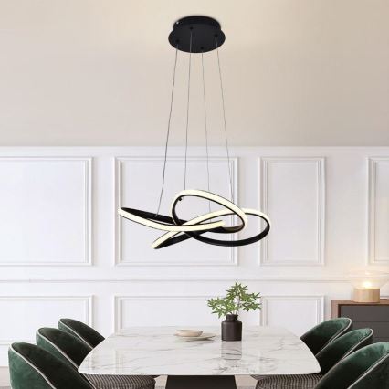 LED reguliuojamas šviestuvas ant laido LED/40W/230V 3000-6500K skersmuo 48 cm juodas + nuotolinio valdymo pultas