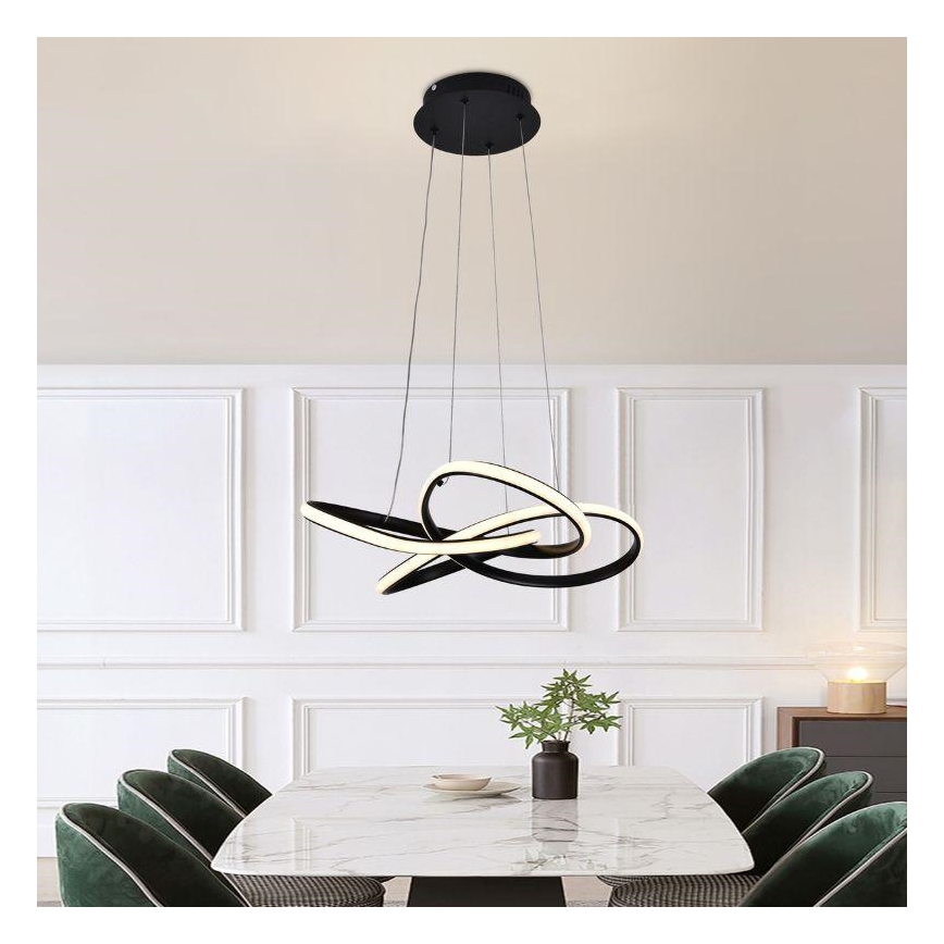 LED reguliuojamas šviestuvas ant laido LED/40W/230V 3000-6500K skersmuo 48 cm juodas + nuotolinio valdymo pultas