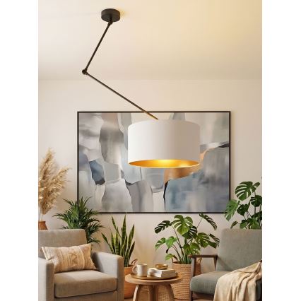 LED reguliuojamas pakabinamas šviestuvas su strypu GORTA 1xE27/60W/230V balta/auksinė