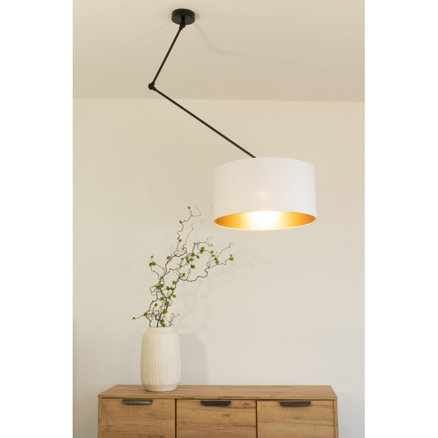 LED reguliuojamas pakabinamas šviestuvas su strypu GORTA 1xE27/60W/230V balta/auksinė