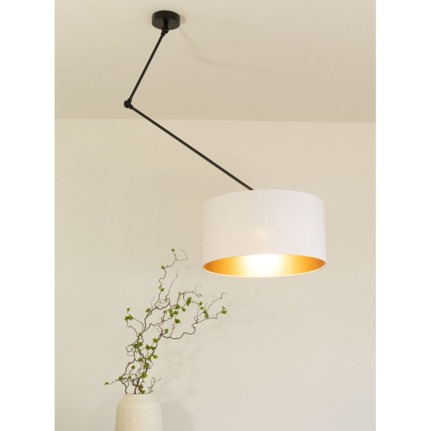 LED reguliuojamas pakabinamas šviestuvas su strypu GORTA 1xE27/60W/230V balta/auksinė
