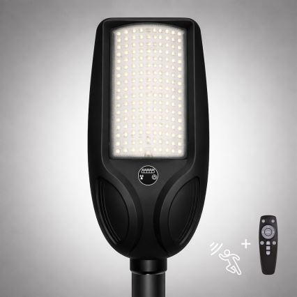 LED reguliuojama saulės gatvės lempa su jutikliu VENICE LED/200W/3,2V 12000 mAh IP65 juoda + nuotolinis valdymas