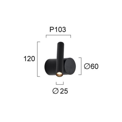 LED reguliuojamas sieninis taškinis šviestuvas PLANET LED/4W/230V juodas