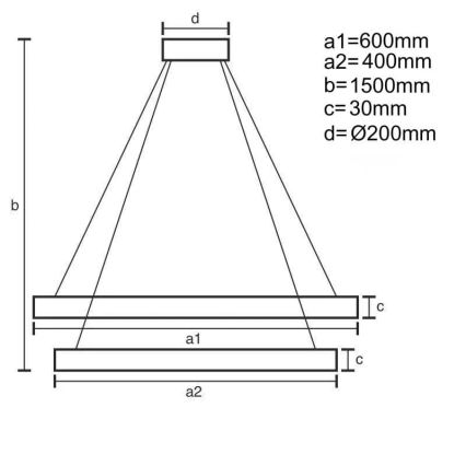 LED reguliuojamas šviestuvas ant laido LED/130W/230V 3000-6500K skersmuo 60 cm + nuotolinis valdymas