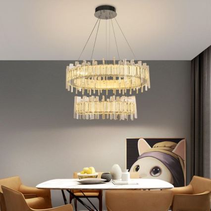 LED reguliuojamas krištolinis šviestuvas ant laido LED/65W/230V 3000-6500K + nuotolinis valdymas