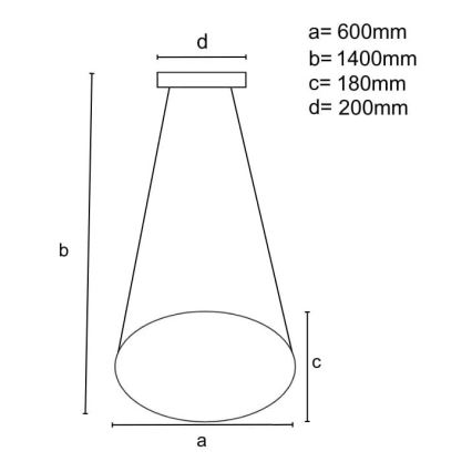 LED reguliuojamas šviestuvas ant laido LED/70W/230V 3000-6500K skersmuo 60 cm + nuotolinis valdymas