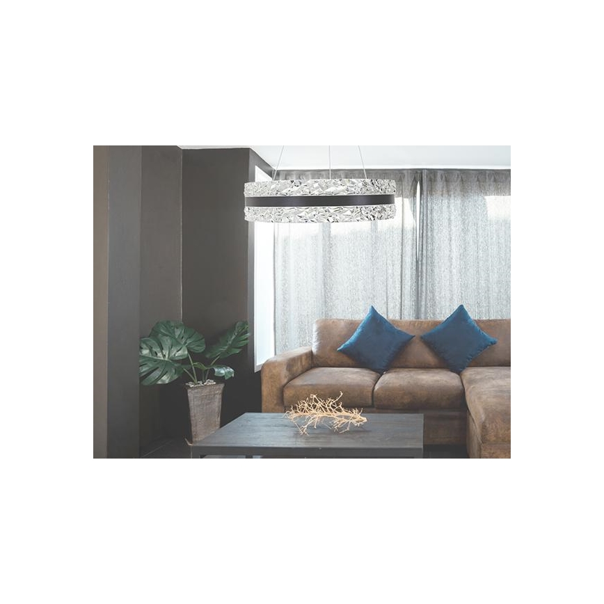LED reguliuojamas krištolinis šviestuvas ant laido LED/80W/230V 3000-6500K juodas + nuotolinio valdymo pultas