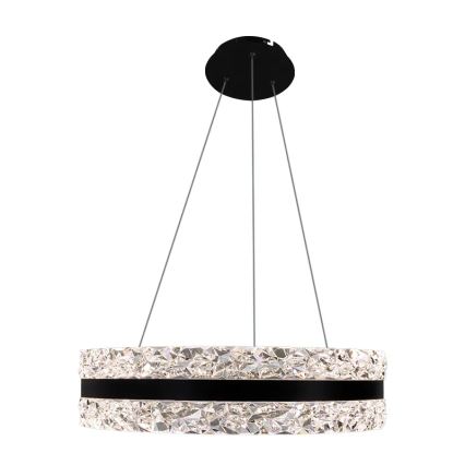 LED reguliuojamas krištolinis šviestuvas ant laido LED/80W/230V 3000-6500K juodas + nuotolinio valdymo pultas