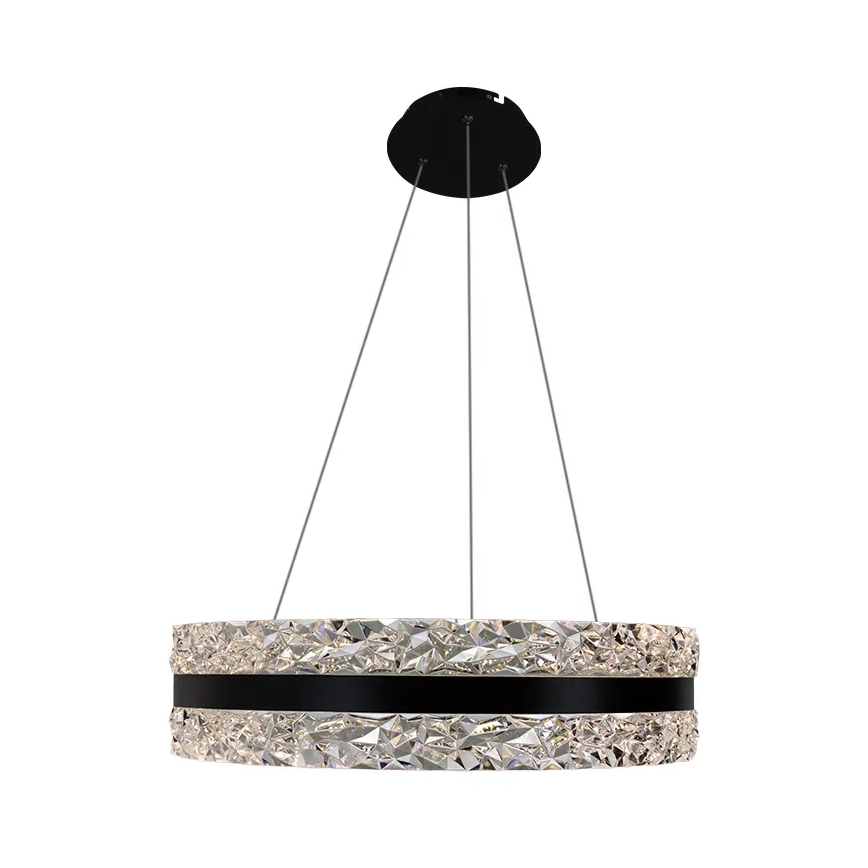 LED reguliuojamas krištolinis šviestuvas ant laido LED/80W/230V 3000-6500K juodas + nuotolinio valdymo pultas