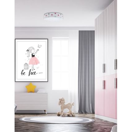 LED Reguliuojamas lubinis šviestuvas SMART GALAXY KIDS LED/24W/230V 3000-6500K žvaigždės balta/rožinė/pilka + nuotolinio valdymo pultas