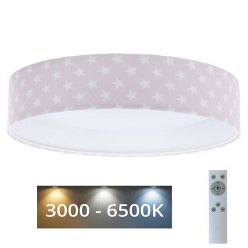 LED Reguliuojamas vaikų lubų šviestuvas SMART GALAXY KIDS LED/24W/230V 3000-6500K žvaigždutės rožinė/balta + nuotolinio valdymo pultas
