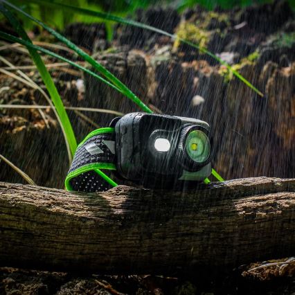 LED reguliuojamo ryškumo įkraunama galvos lempa LED/10W/5V/3xAAA IP66 800 lm 1000 mAh