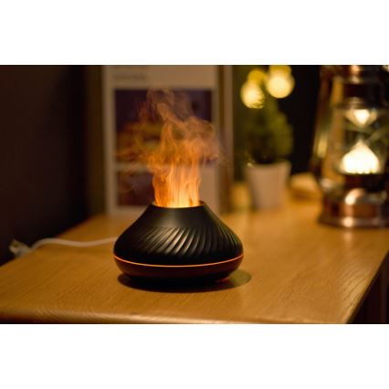 LED RGB Aromato difuzorius su liepsnos imitacija LED/6,5W/5V 130ml juoda