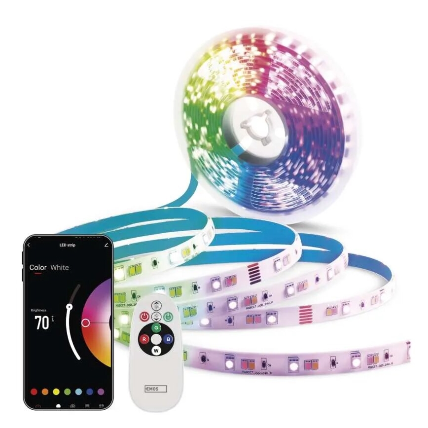 LED RGB+CCT Reguliuojama juostelė GOSMART LED/21W/230V 5 m 2700-6500K IP44 Wi-Fi + nuotolinio valdymo pultas