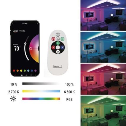 LED RGB+CCT Reguliuojama juostelė GOSMART LED/21W/230V 5 m 2700-6500K IP44 Wi-Fi + nuotolinio valdymo pultas