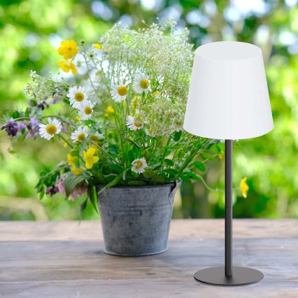 LED RGBW reguliuojama jutiklinė lauko stalo lempa LUCIA LED/2W/5V 1800/2700/6500K 3600 mAh IP44 juoda