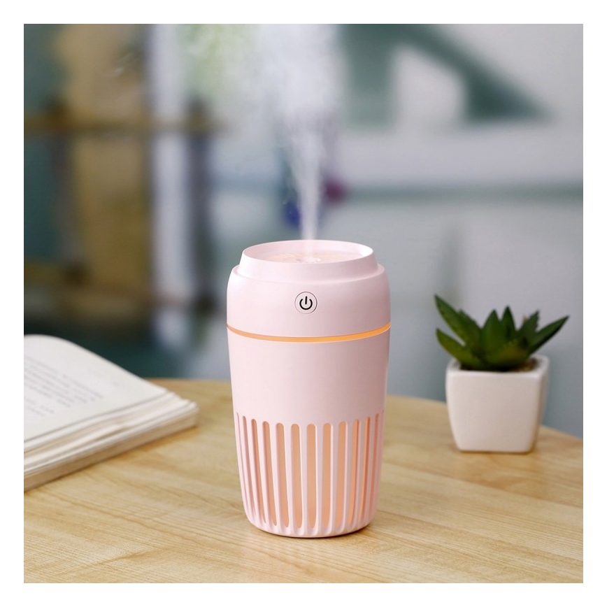LED RGB Drėkintuvas 300 ml LED/2W/5V rožinė