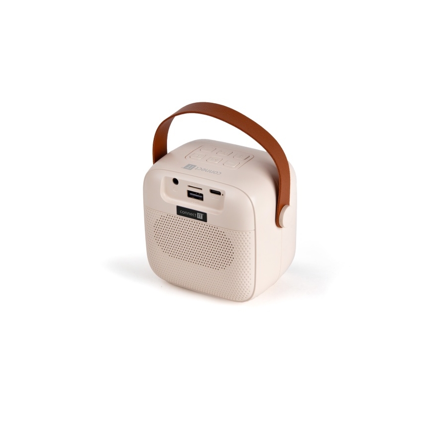 CONNECT IT CSP-1010-BG - LED RGB garsiakalbis su belaidžiais mikrofonais 2Mic 5W/1200 mAh + 2x 400 mAh kreminė/auksinė